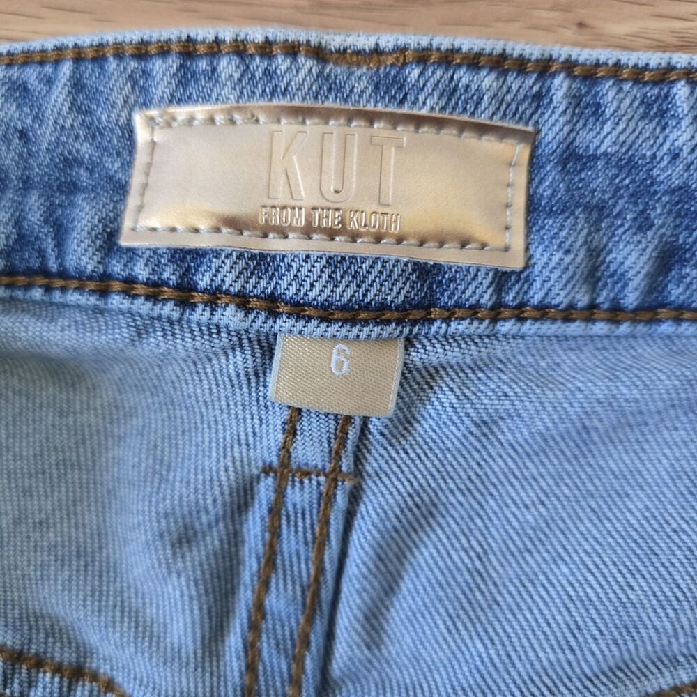 Evereve KUT from the Kloth Melissa High Rise Straight Leg Jeans Sz 6 Light Wash - Picture 4 of 11